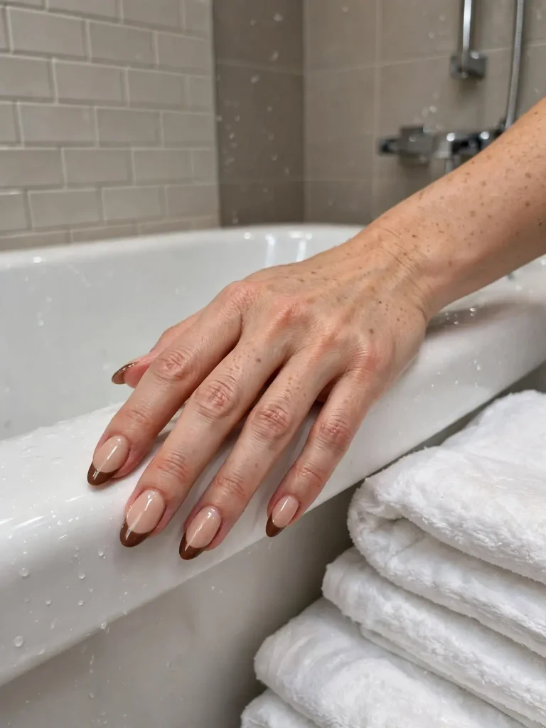 18 Fall Nail Inspiration Ideas, Served Like a Cozy Café Menu (Plus a Month-by-Month Color Calendar) 6 The Classic French with a Brown Tip