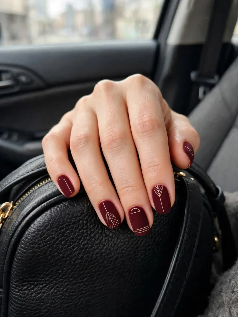 14 Fall Nails With Designs, One for Every Week of the Season 8 Velvet Burgundy 768x1024 1