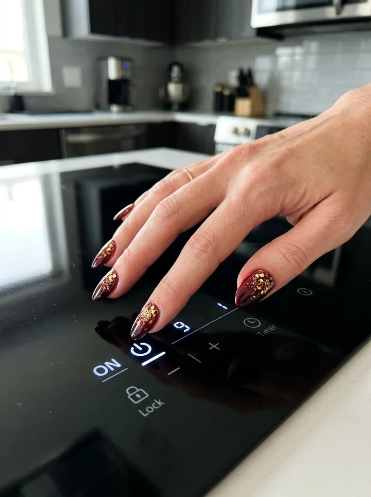 16 Fall Nail Art Ideas, Explained Like Art Class (No Talent Required) 13 Wine Ombre with Gold Speckle