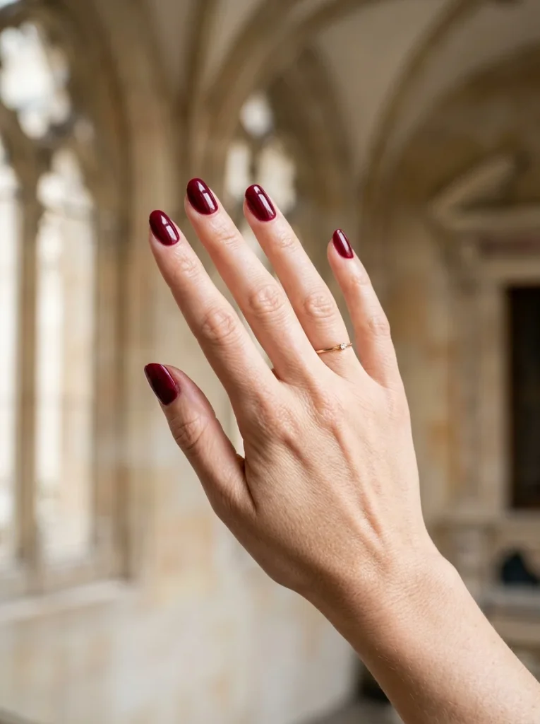 Wine Red Solid Manicure
