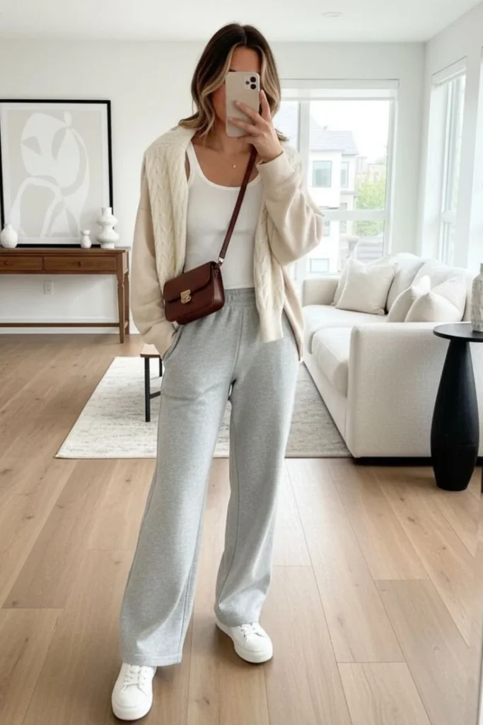 14 Fall Outfits With Sweatpants That Look Cozy & Stylish 13 Work From Home Cozy Sweatpants Look