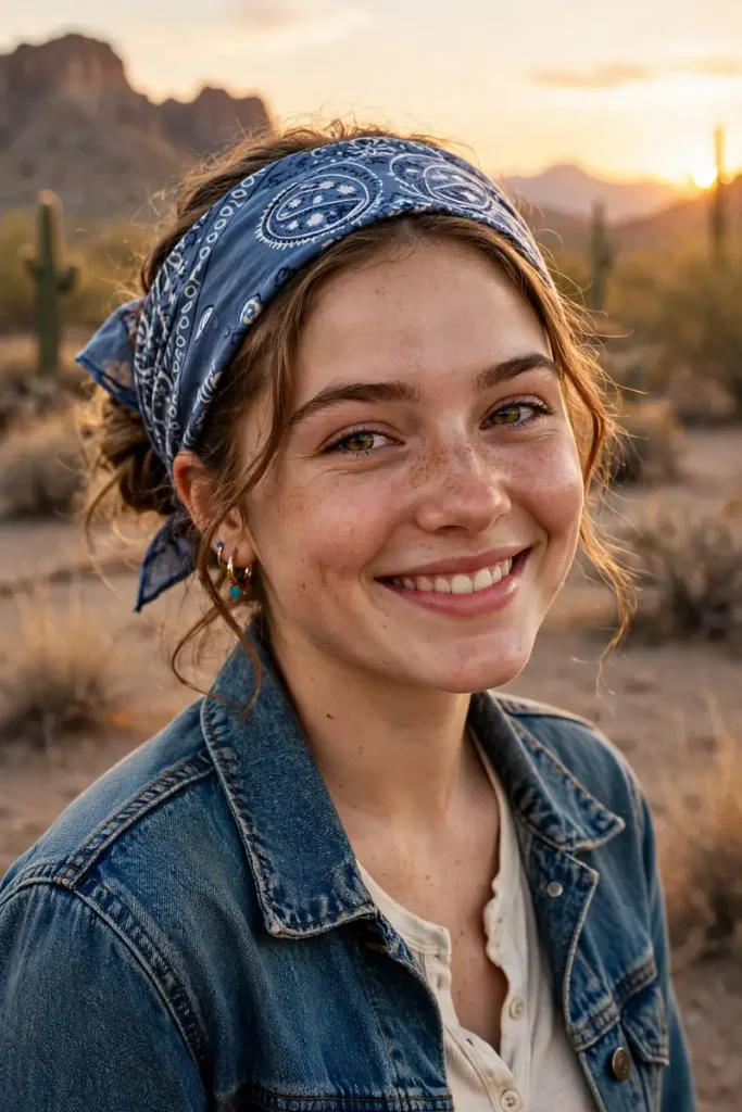 17 Cowgirl Hairstyles Ideas, Planned Around a Full Day at the Ranch, the Rodeo, and the Dance Hall 7 cowgirl 07 bandana wrap