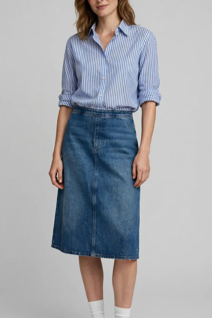 18 Fall Outfits With a Jean Skirt, Styled From the Shoes Up 6 image 58