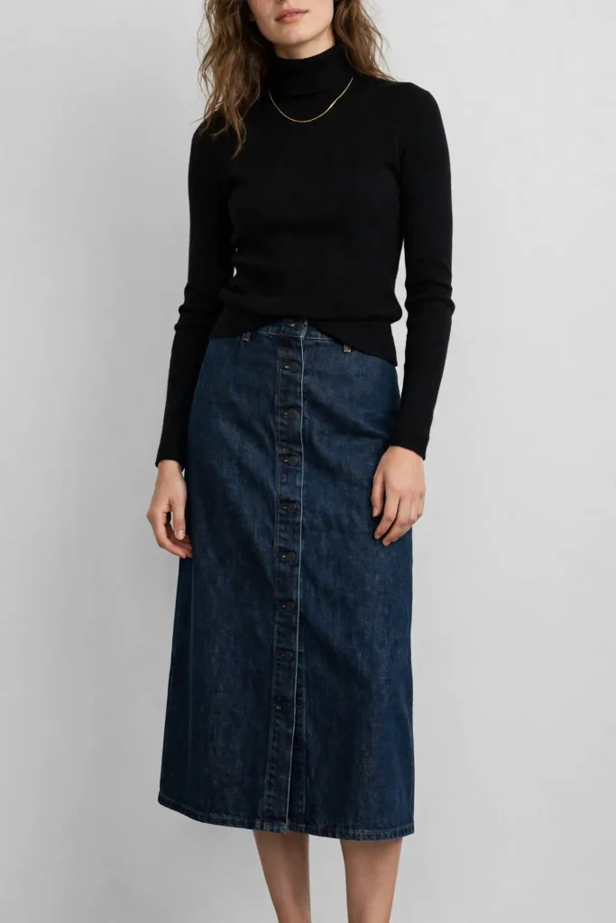 18 Fall Outfits With a Jean Skirt, Styled From the Shoes Up 7 image 59