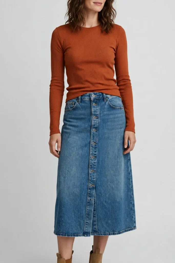 18 Fall Outfits With a Jean Skirt, Styled From the Shoes Up 9 image 62