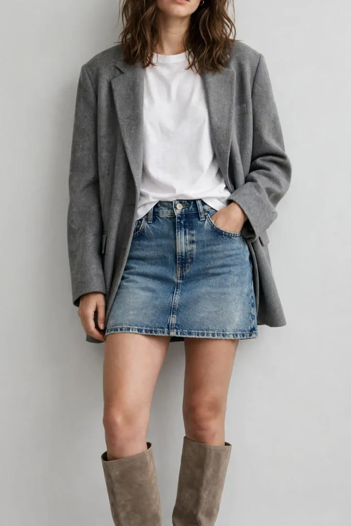 18 Fall Outfits With a Jean Skirt, Styled From the Shoes Up 13 image 65