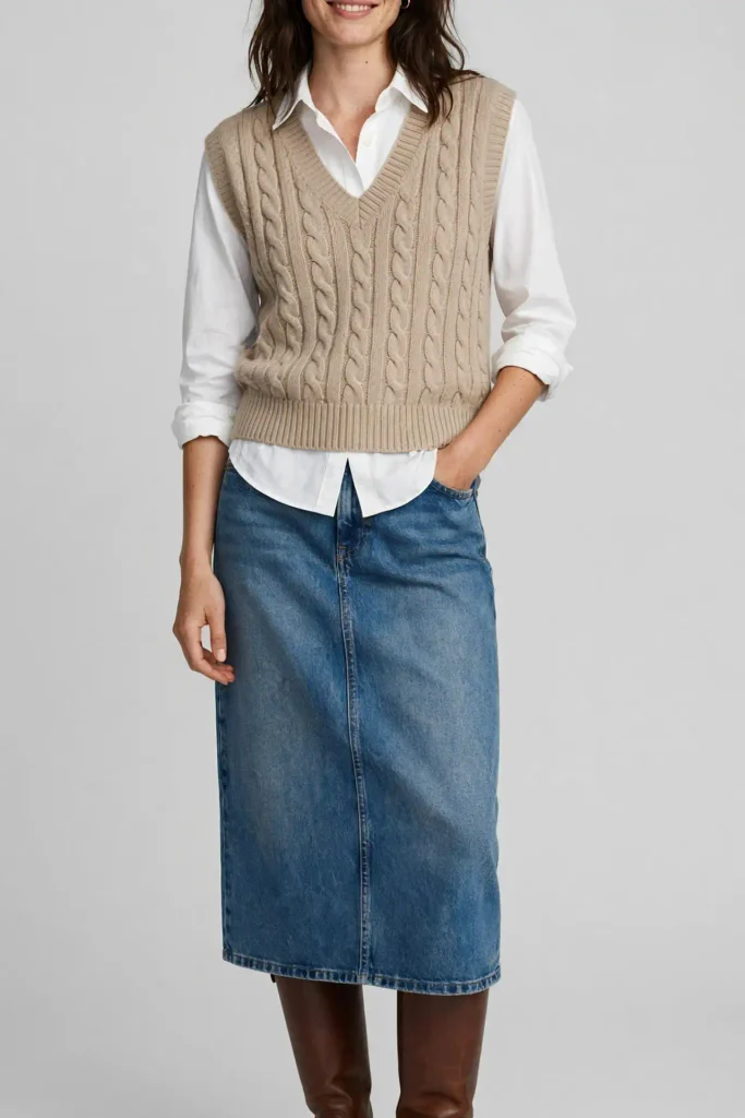 18 Fall Outfits With a Jean Skirt, Styled From the Shoes Up 14 image 66