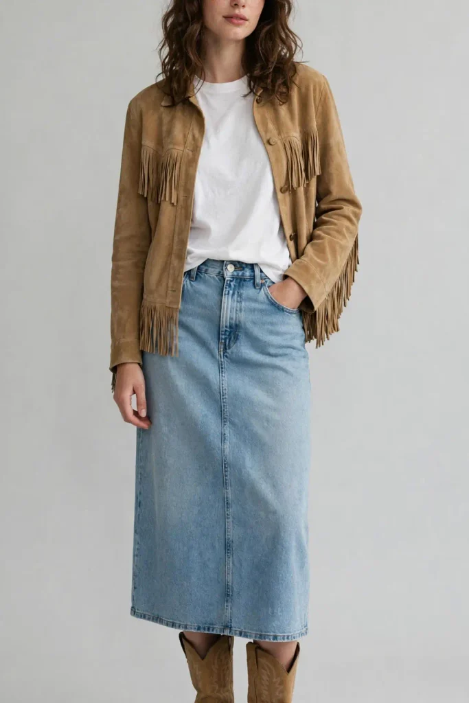 18 Fall Outfits With a Jean Skirt, Styled From the Shoes Up 15 image 68