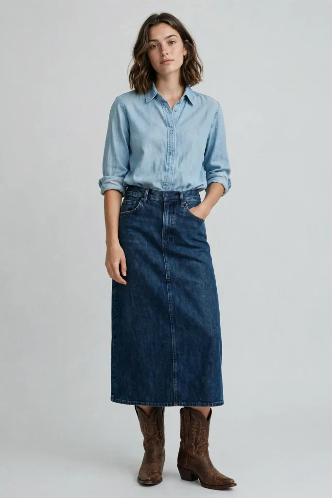 18 Fall Outfits With a Jean Skirt, Styled From the Shoes Up 17 image 69