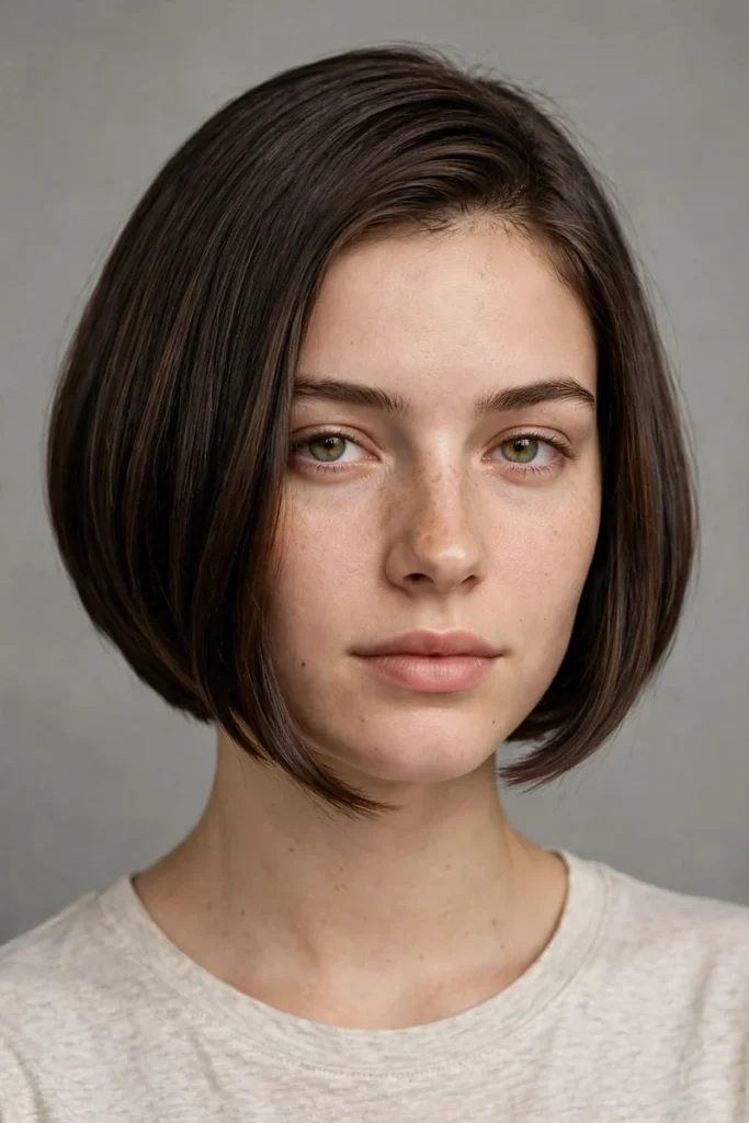 16 Inverted Bob Hairstyle Ideas, Measured by Angle From Gentle Tilt to Sharp Diagonal 2 invbob 02 chin grazing classic