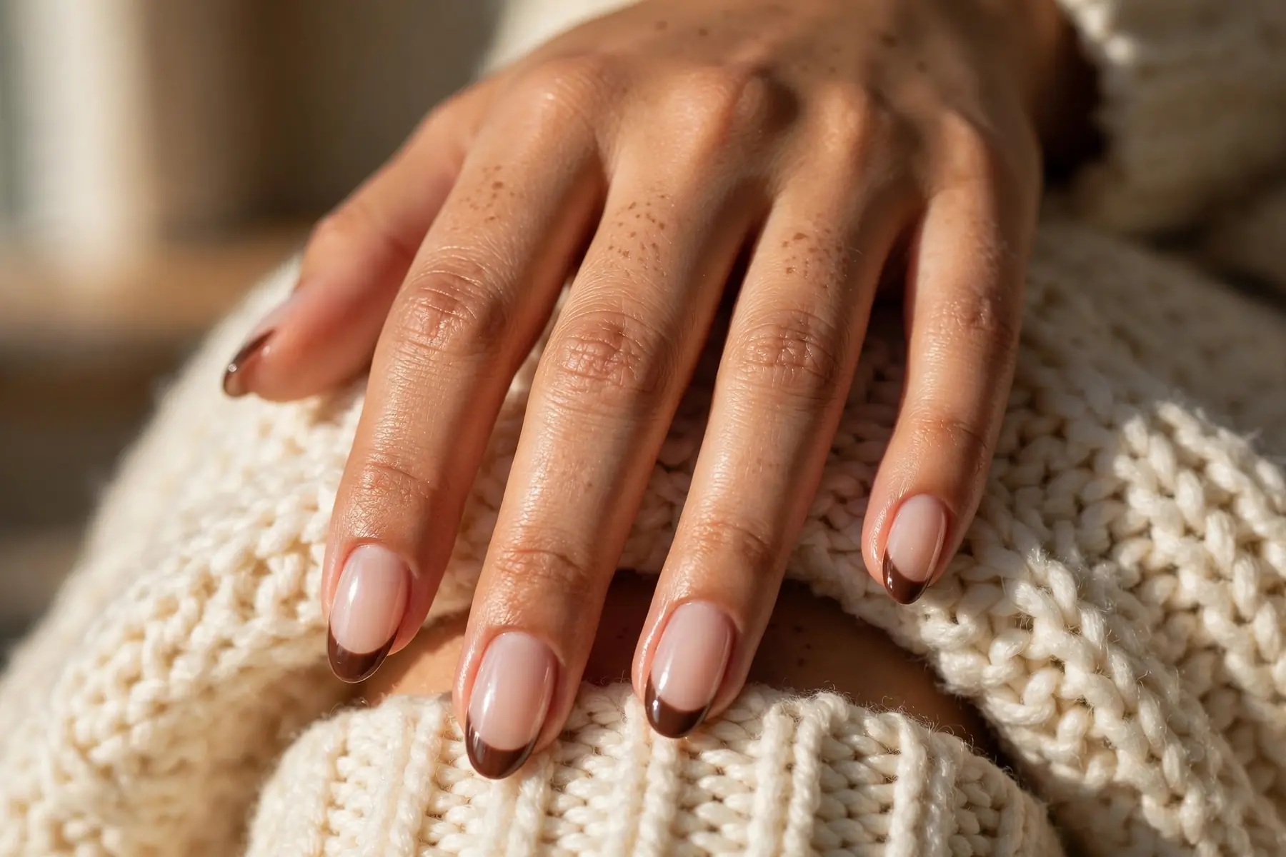 Fall Brown French Tip Nail
