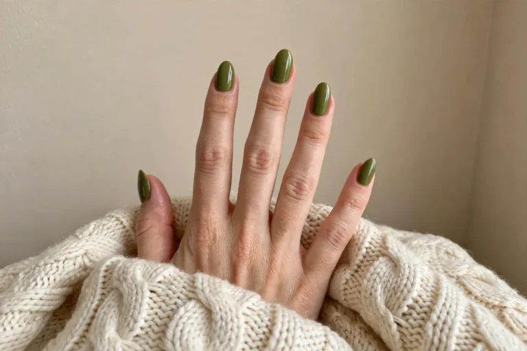 Fall Olive Green Nail