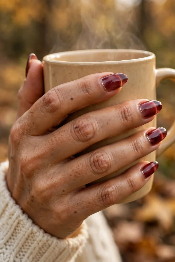 14 Fall Burgundy and Gold Nails, Styled Like a Wine Cellar Tasting Menu 2 image 192