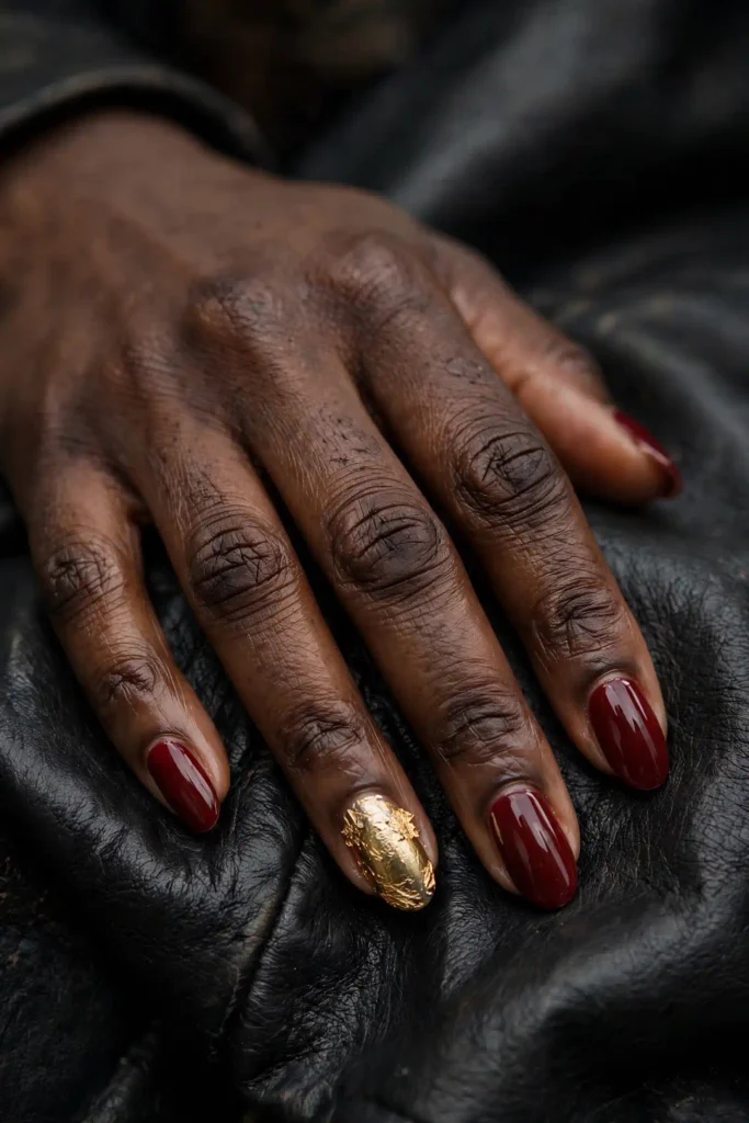 14 Fall Burgundy and Gold Nails, Styled Like a Wine Cellar Tasting Menu 6 image 196