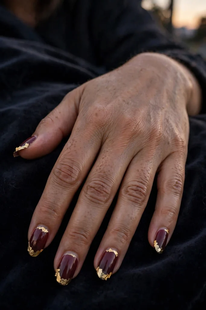 14 Fall Burgundy and Gold Nails, Styled Like a Wine Cellar Tasting Menu 8 image 200