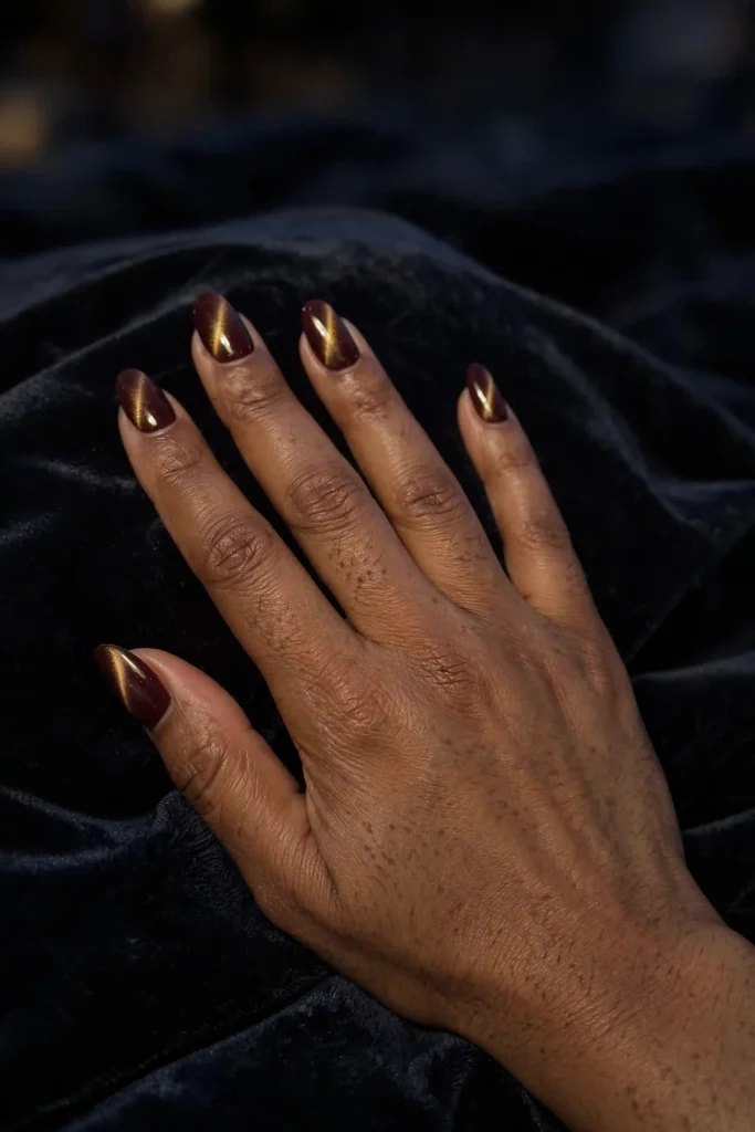 14 Fall Burgundy and Gold Nails, Styled Like a Wine Cellar Tasting Menu 10 image 201