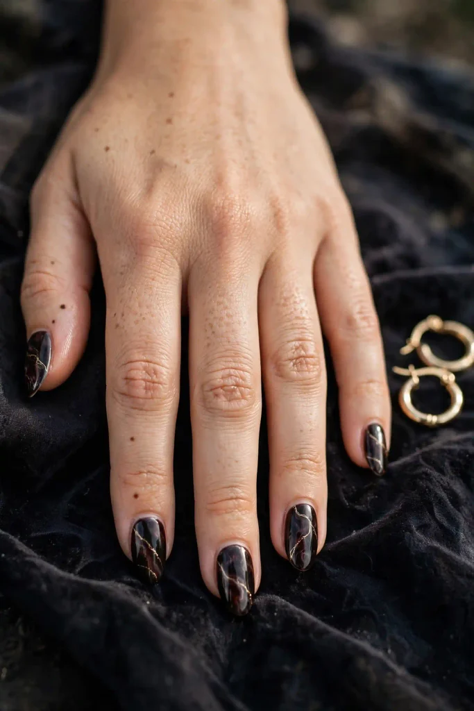 14 Fall Burgundy and Gold Nails, Styled Like a Wine Cellar Tasting Menu 12 image 202