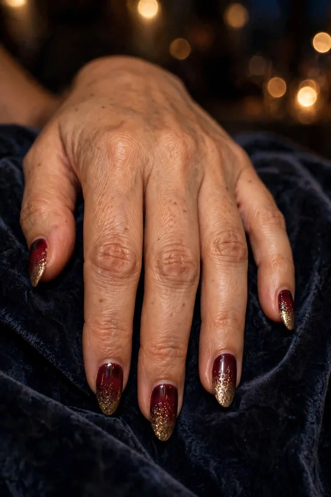 14 Fall Burgundy and Gold Nails, Styled Like a Wine Cellar Tasting Menu 13 image 203