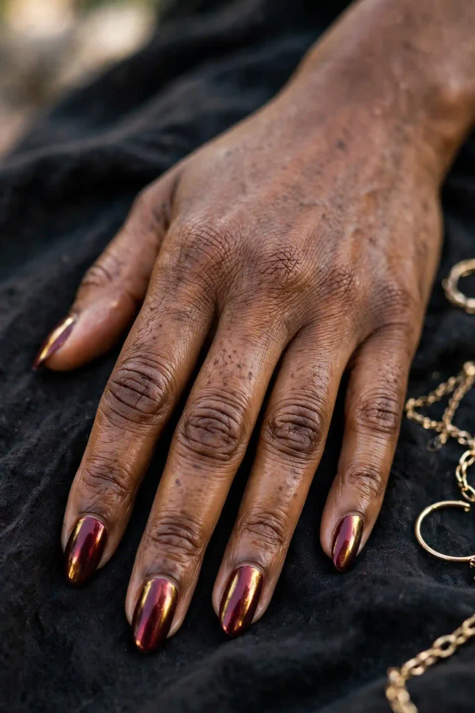 14 Fall Burgundy and Gold Nails, Styled Like a Wine Cellar Tasting Menu 14 image 204