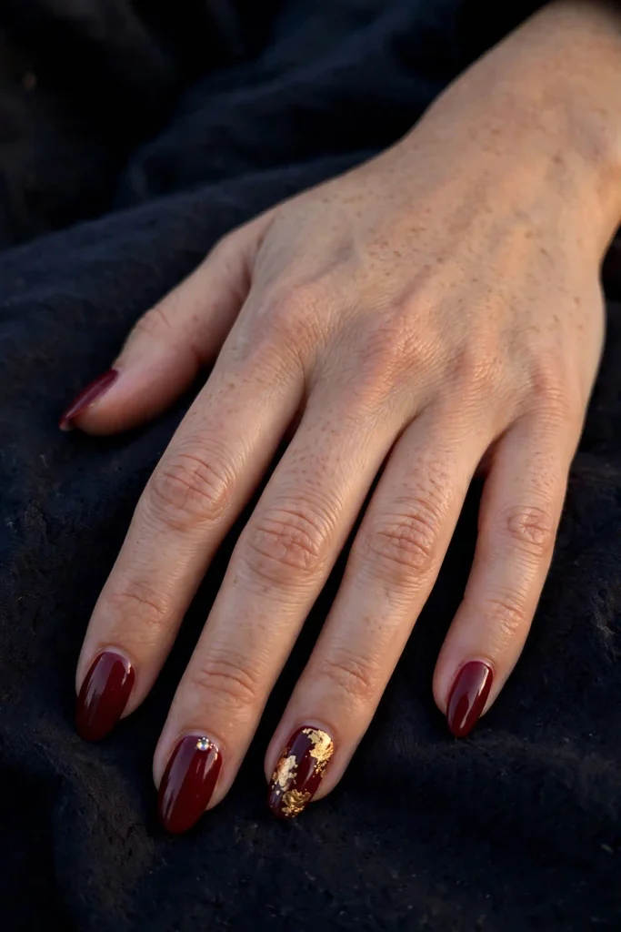 14 Fall Burgundy and Gold Nails, Styled Like a Wine Cellar Tasting Menu 15 image 205