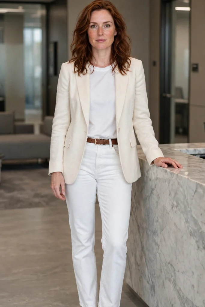 17 White Jeans Fall Outfit Ideas That Work Long After Summer Ends 18 image 850