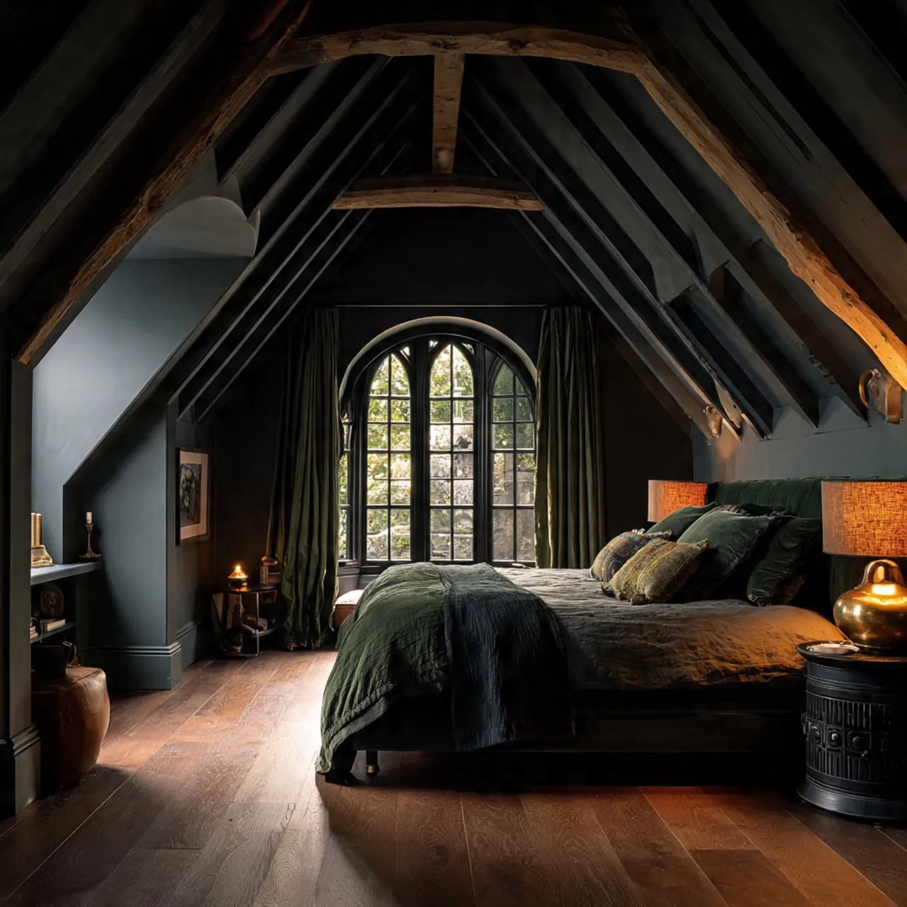 13 Attic Bedroom Ideas 2026 That Will Make You Fall in Love with Your Rooftop Space 11 Dark and Moody Attic Bedroom