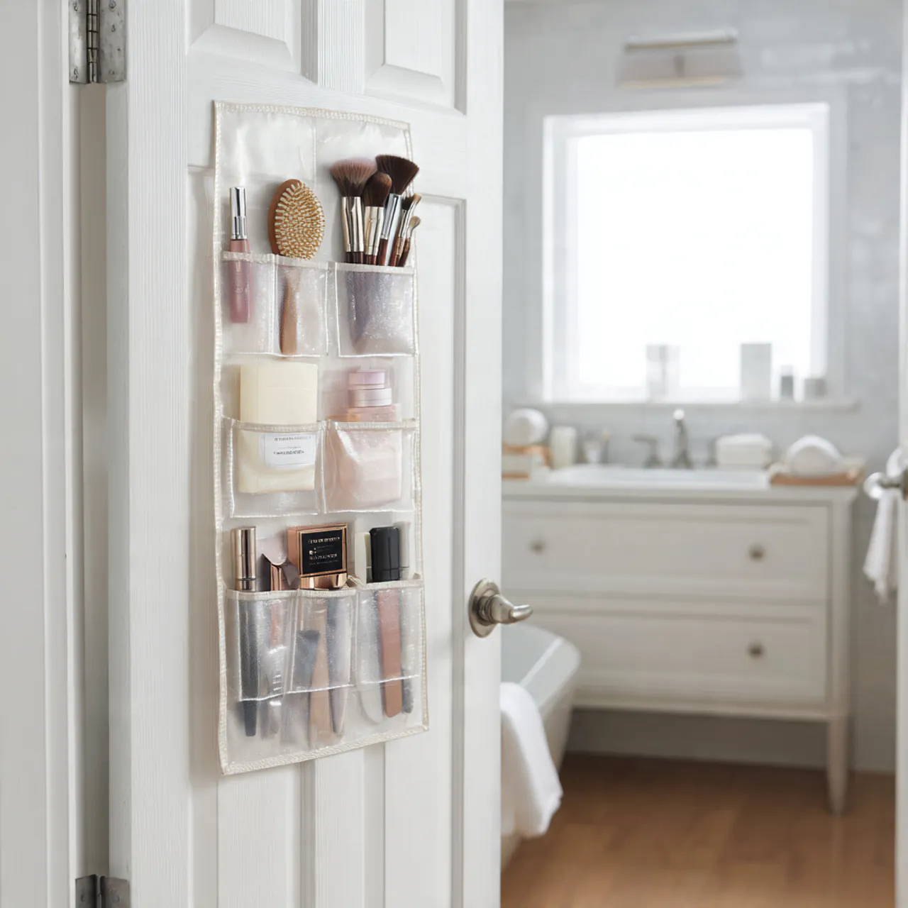 13 Bathroom Storage Ideas for Small Spaces That Make Bathrooms Look Twice as Big 6 Door-Mounted Organizer
