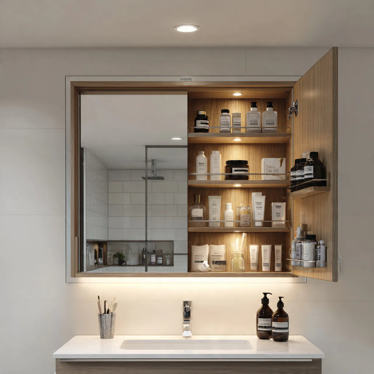 13 Bathroom Storage Ideas for Small Spaces That Make Bathrooms Look Twice as Big 5 Medicine Cabinet with Mirror