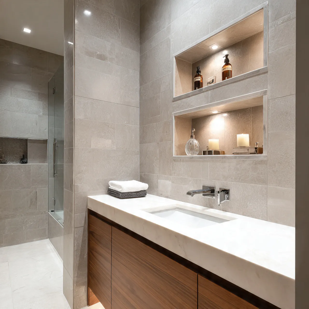 13 Bathroom Storage Ideas for Small Spaces That Make Bathrooms Look Twice as Big 14 Recessed Wall Niche or Shower Niche