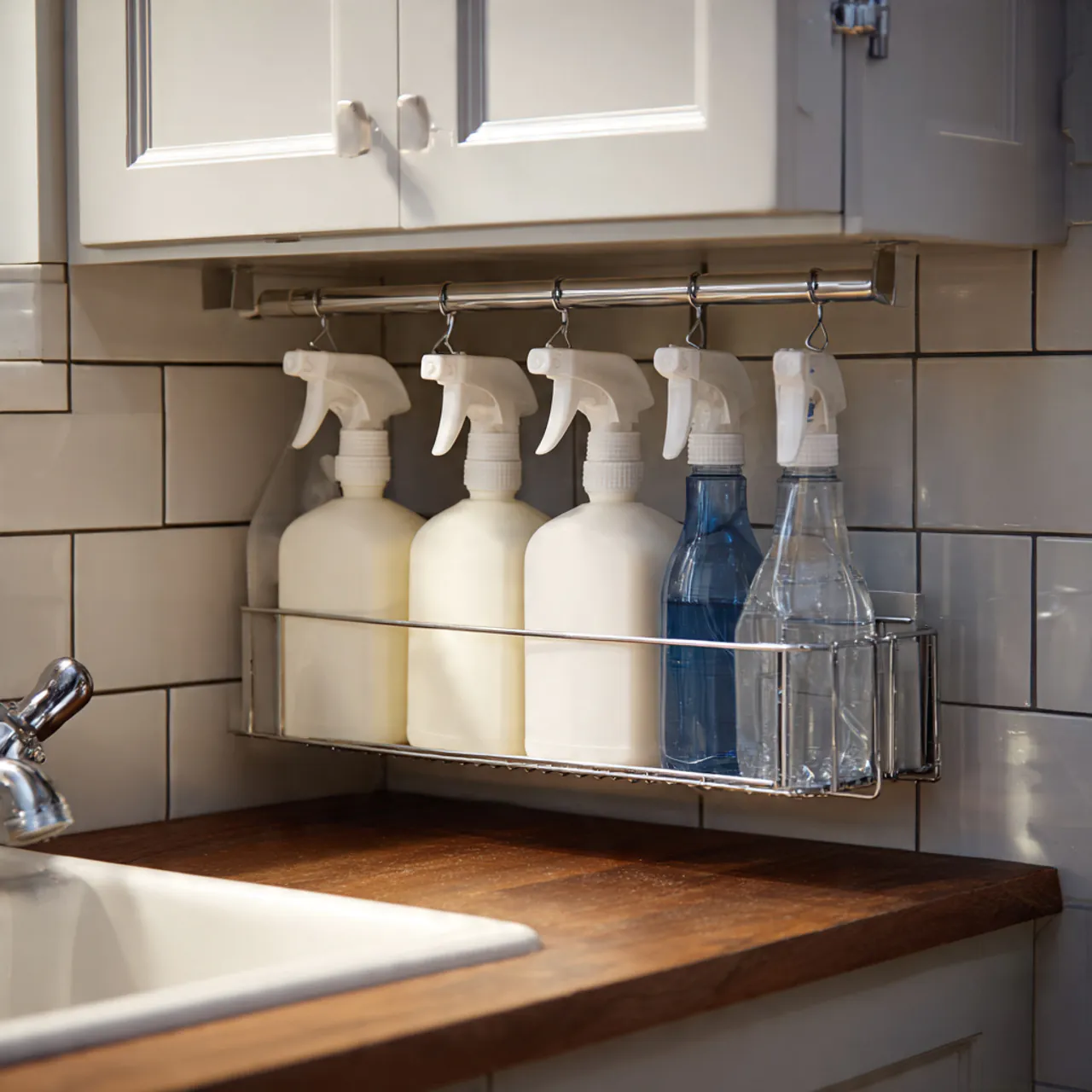13 Bathroom Storage Ideas for Small Spaces That Make Bathrooms Look Twice as Big 9 Tension Rod Under the Sink for Spray Bottles