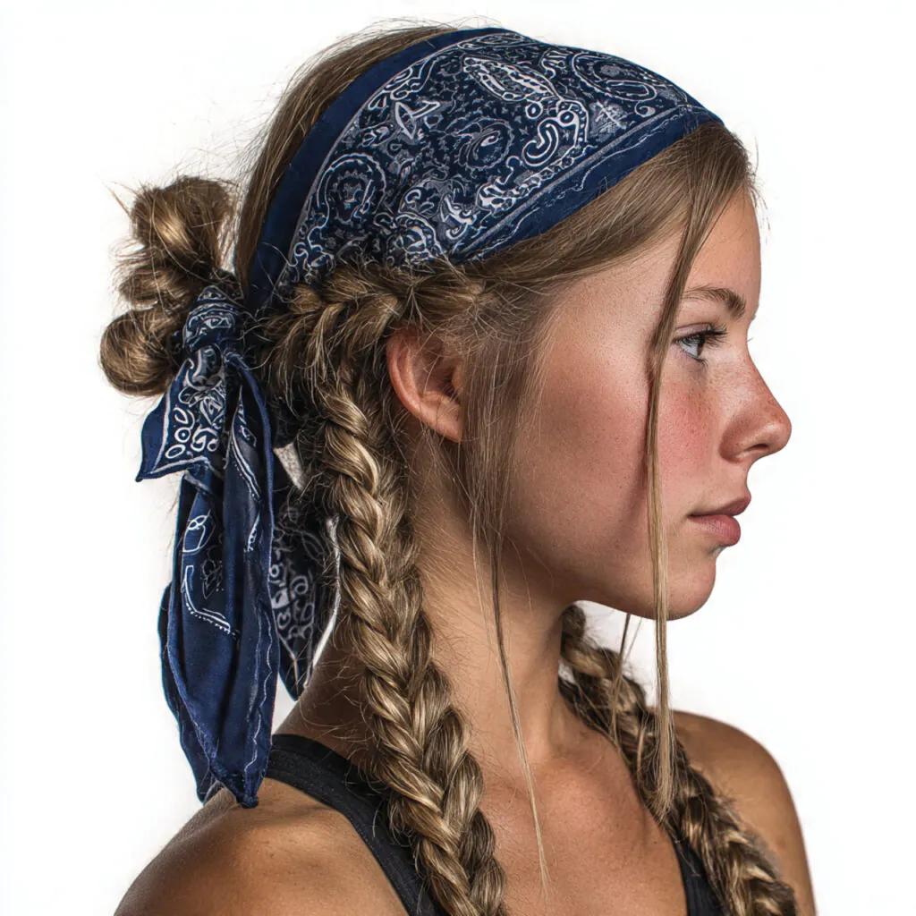 13 Bandana Hairstyle Ideas That Make Any Bad Hair Day Look Planned 14 bandana with twin braids