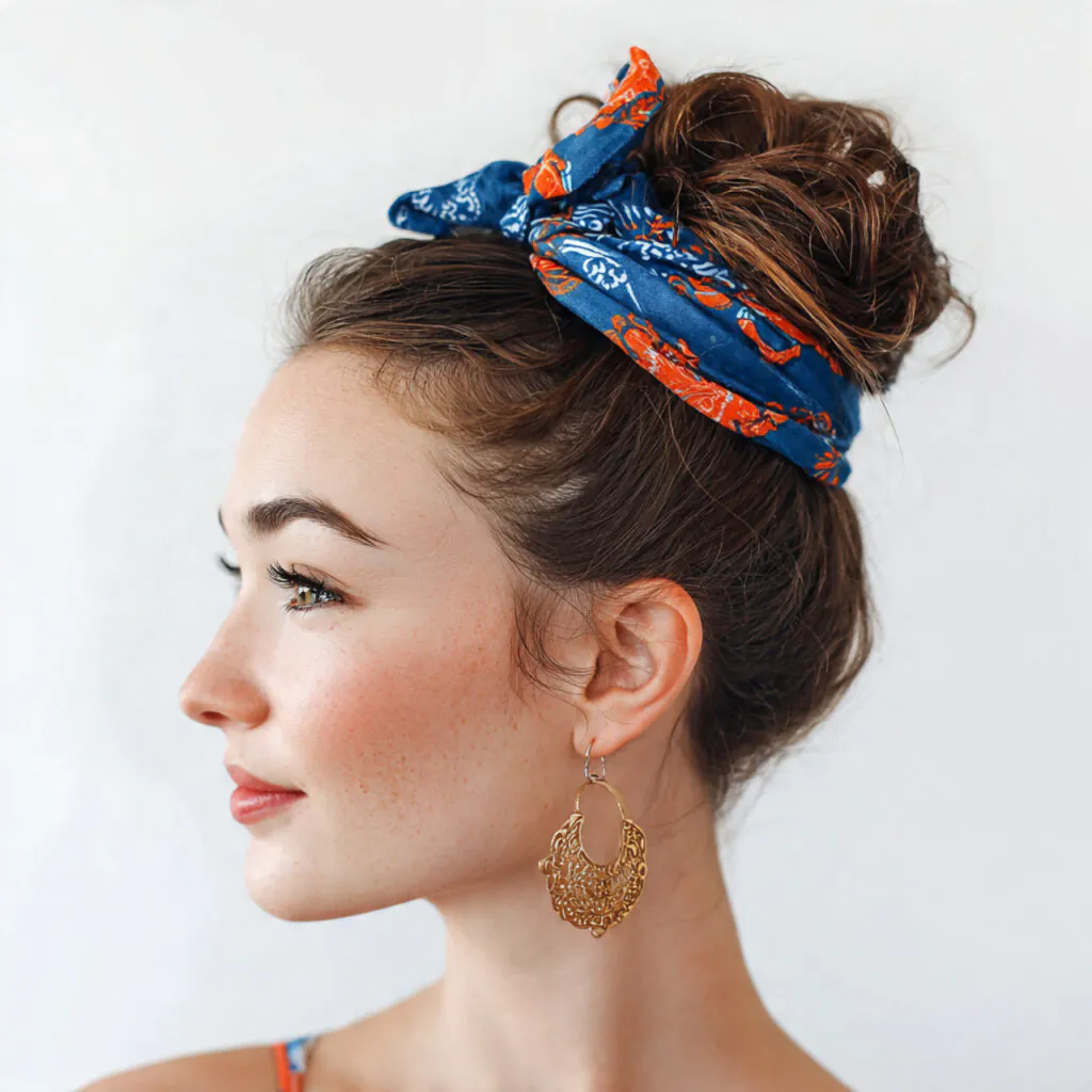 13 Bandana Hairstyle Ideas That Make Any Bad Hair Day Look Planned 10 bandana wrapped bun