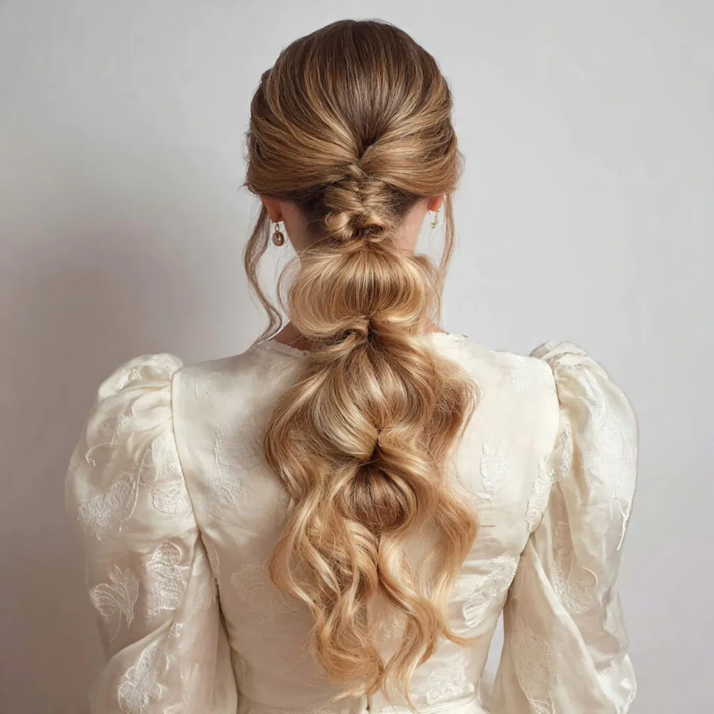 13 Wedding Guest Hairstyles That Look Expensive, Stay Put, and Photograph Like a Dream 8 bubble ponytail for wedding guest hairstyles