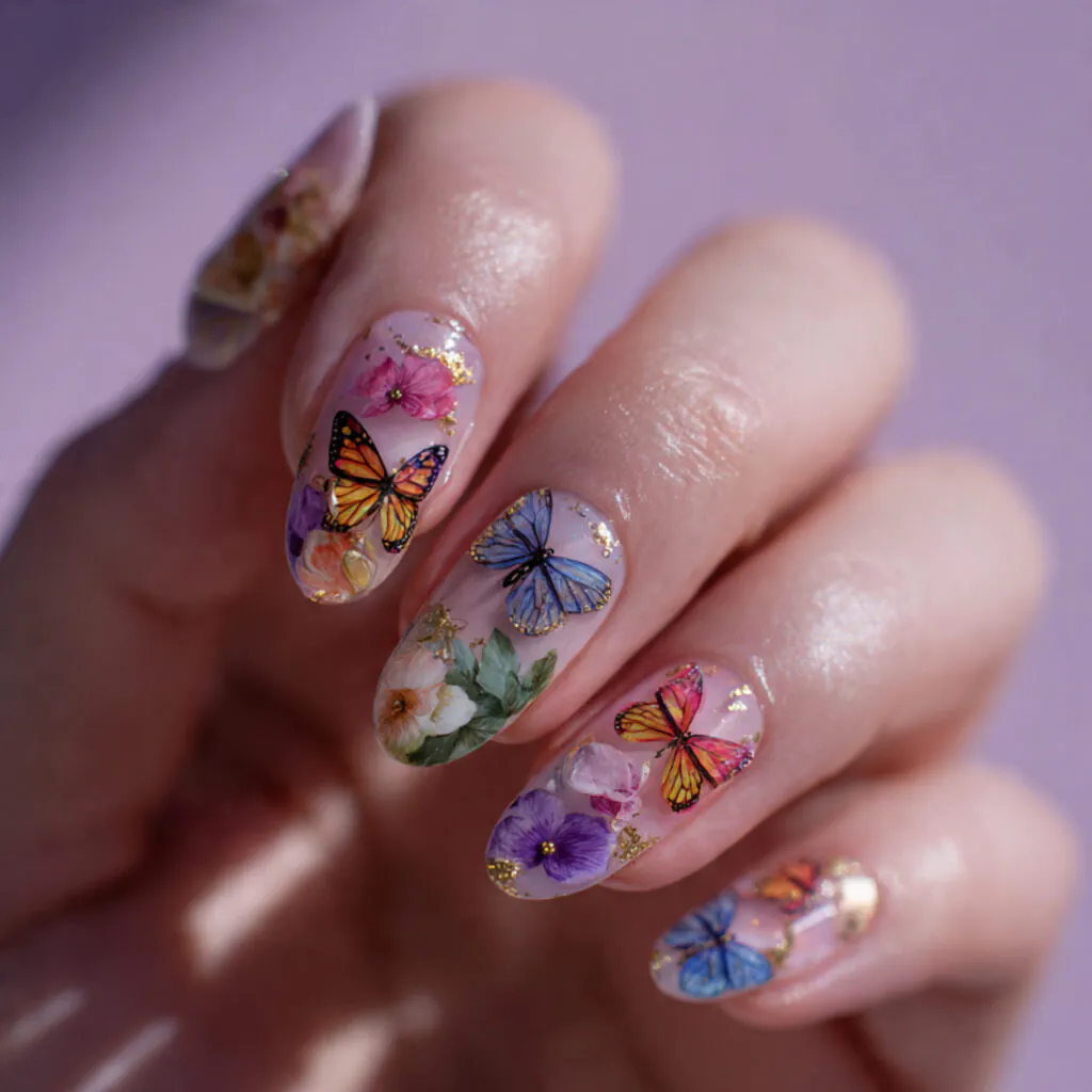 15 Trending Summer Nails Everyone Is Obsessed With Right Now (Your Next Mani Is Waiting) 13 butterfly nail designs