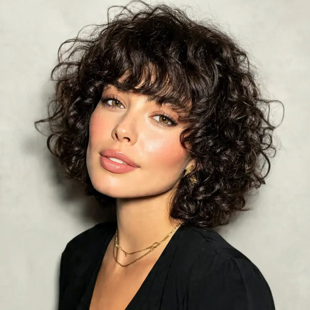 14 Short Curly Hairstyles That Are Cute, Cool, and Basically Doing the Most in the Best Way 6 curly bob with bangs for short curly hairstyles