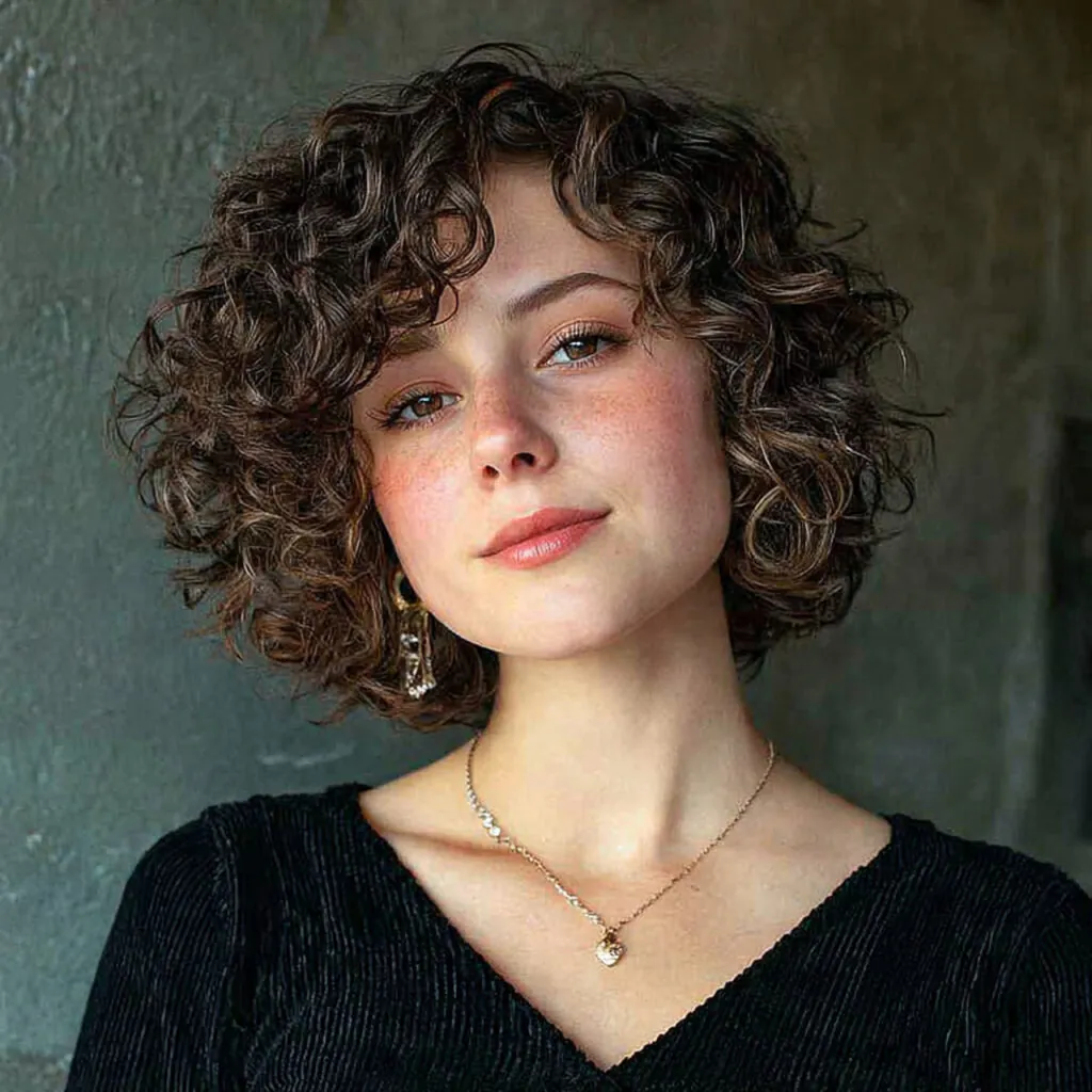 14 Short Curly Hairstyles That Are Cute, Cool, and Basically Doing the Most in the Best Way 3 curly bob with side part for short curly hairstyle