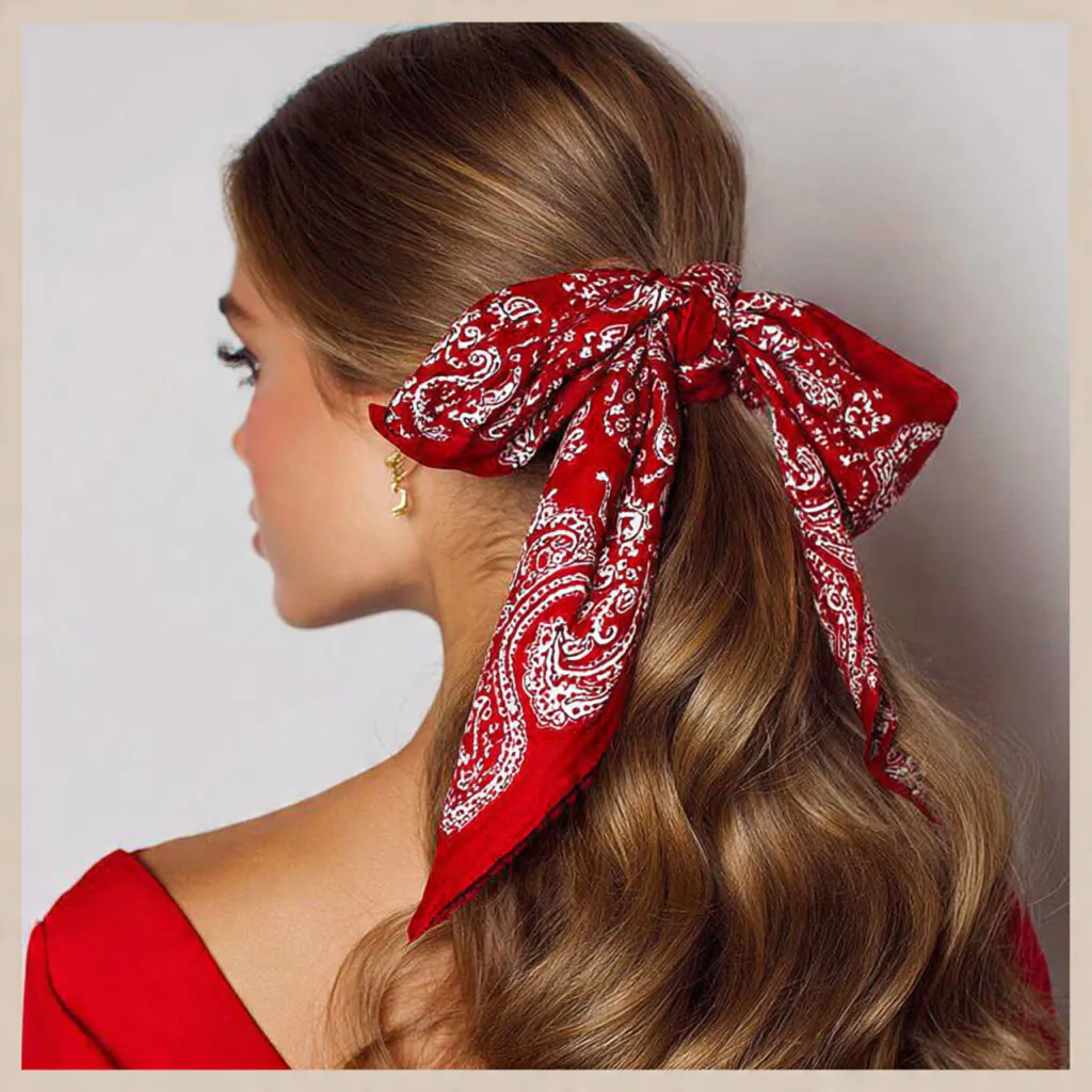 13 Bandana Hairstyle Ideas That Make Any Bad Hair Day Look Planned 5 half up half down with a bandana bow