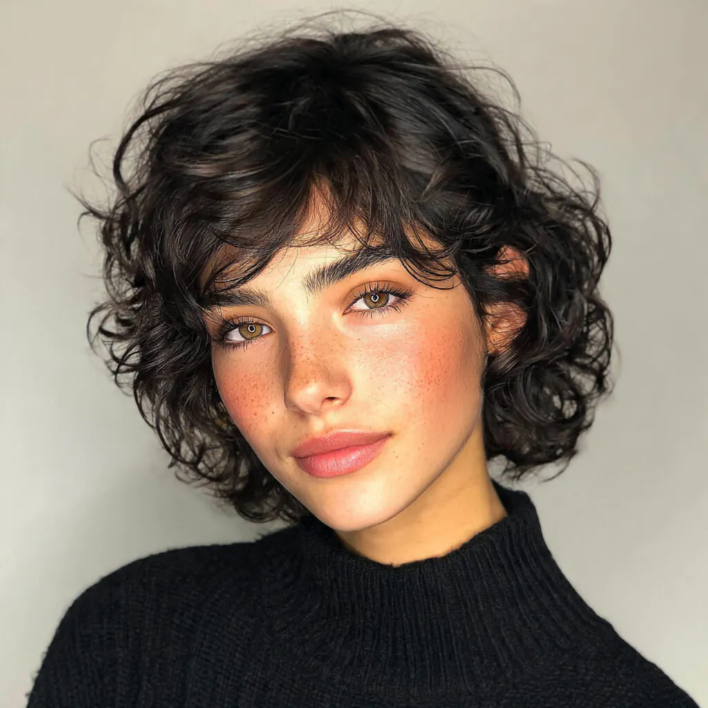 14 Short Curly Hairstyles That Are Cute, Cool, and Basically Doing the Most in the Best Way 14 jaw length curly cut with middle part for short cu