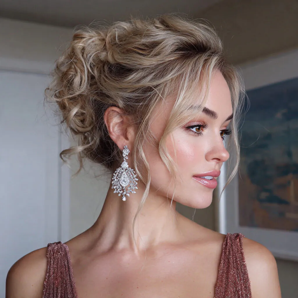 13 Wedding Guest Hairstyles That Look Expensive, Stay Put, and Photograph Like a Dream 10 messy updo with face framing pieces for wedding gu