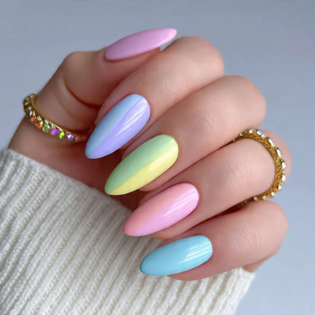 15 Trending Summer Nails Everyone Is Obsessed With Right Now (Your Next Mani Is Waiting) 3 pastel rainbow nails