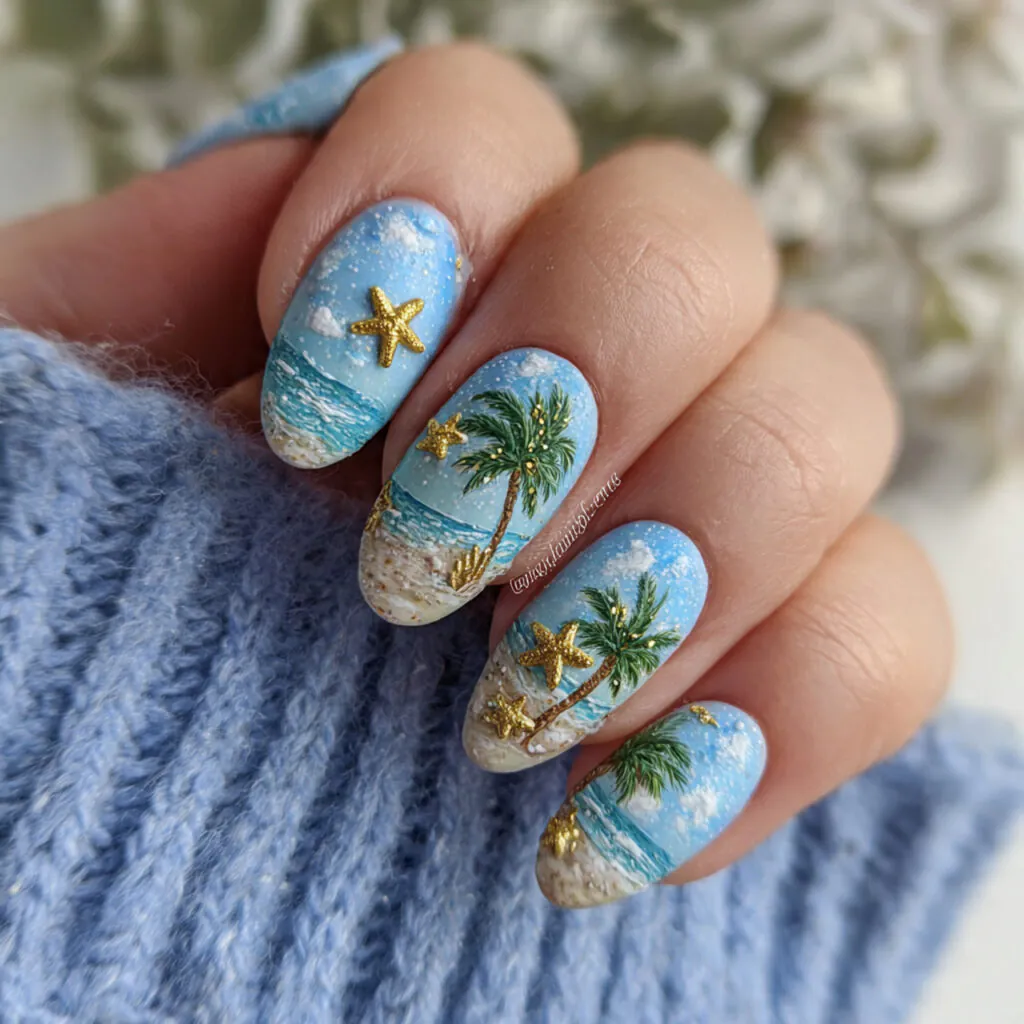 15 Trending Summer Nails Everyone Is Obsessed With Right Now (Your Next Mani Is Waiting) 16 starfish beach nails