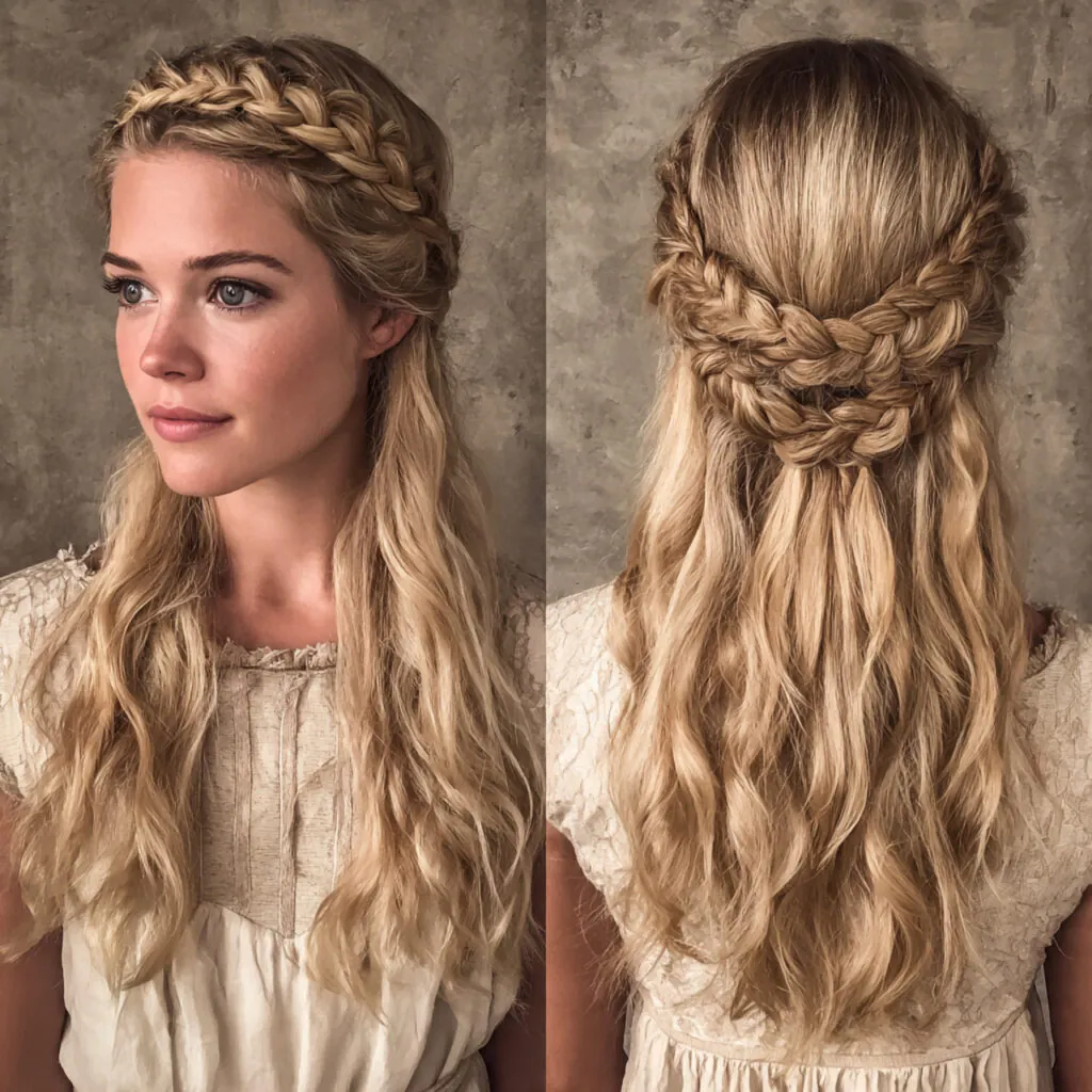 14 Half Up Half Down Hairstyles 2026: The Effortlessly Chic Looks Your Hair Has Been Waiting For 6 the braided half up crown