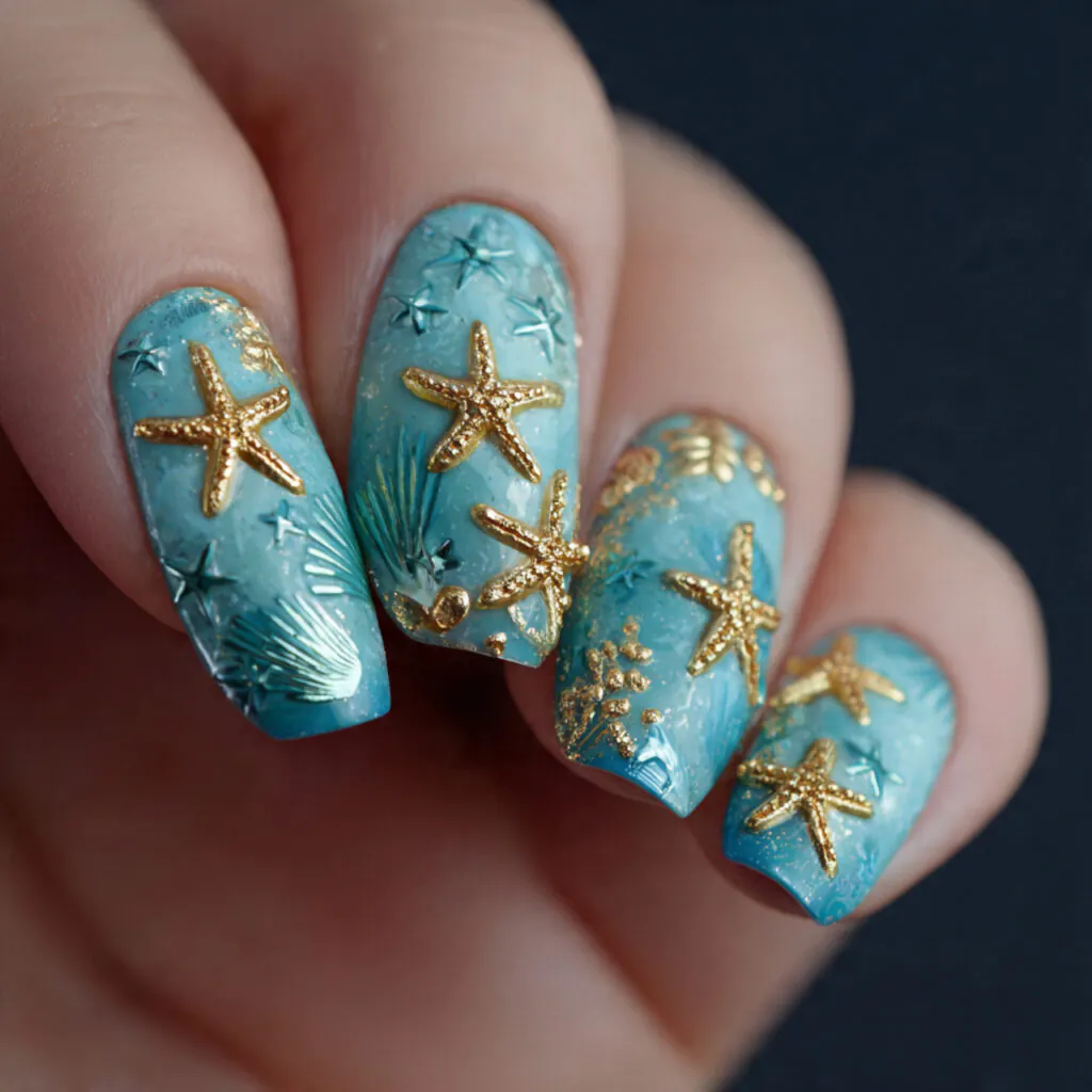 17 Starfish Summer Nails That Will Make Your Beach Vibes Unstoppable This Season 5 3d starfish nails