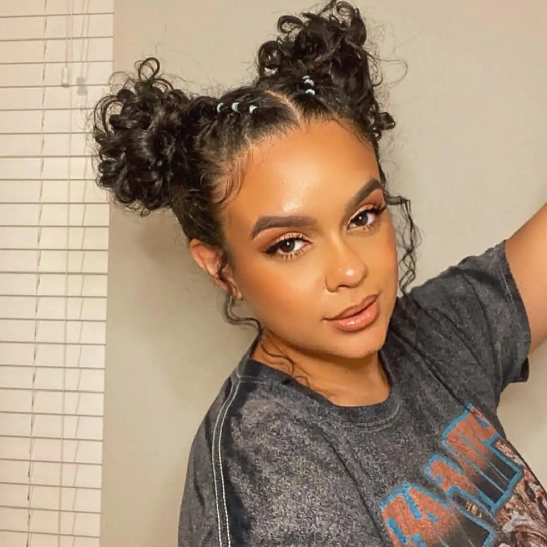 16 Curly Prom Hairstyles That Will Have You Serving Main Character Energy All Night 10 Curly Space Buns