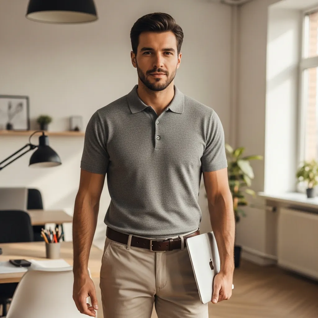 17 Business Casual Outfits Ideas 2026: Fresh Looks That Actually Work 3 Knit Polo Shirt with Chinos