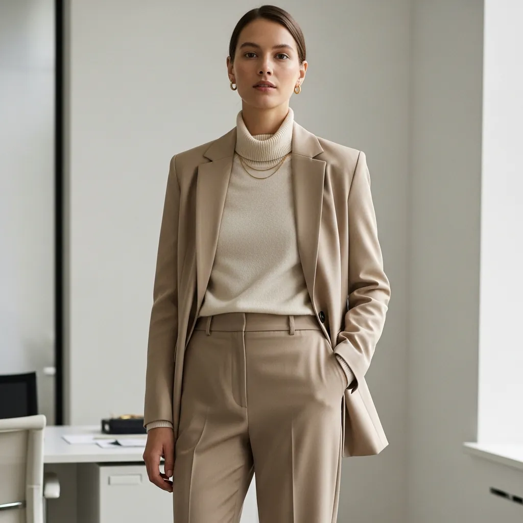 17 Business Casual Outfits Ideas 2026: Fresh Looks That Actually Work 9 Monochrome Outfit in Neutral Tones
