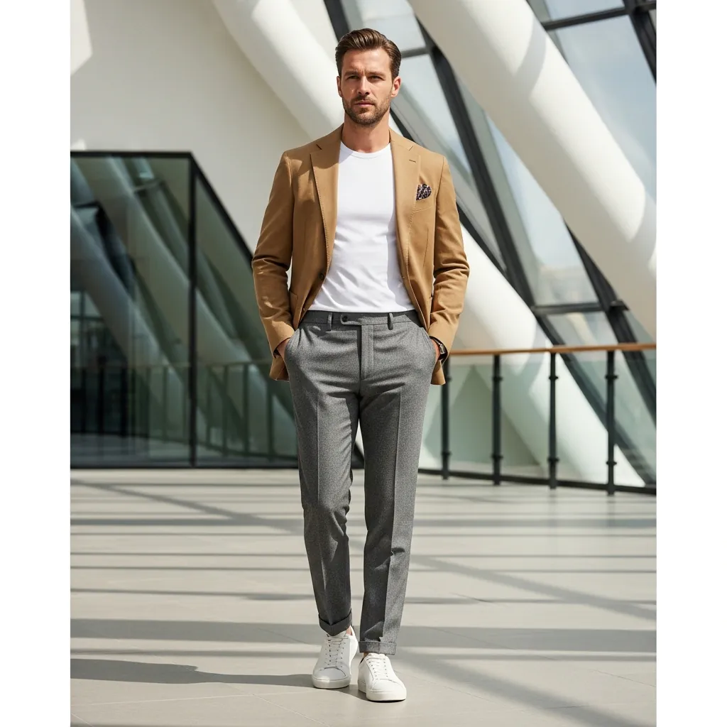 17 Business Casual Outfits Ideas 2026: Fresh Looks That Actually Work 7 Sport Coat with T shirt and Dress Pants