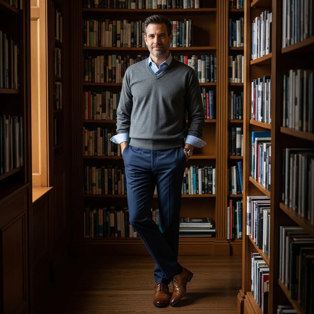 17 Business Casual Outfits Ideas 2026: Fresh Looks That Actually Work 5 Sweater Over Collared Shirt