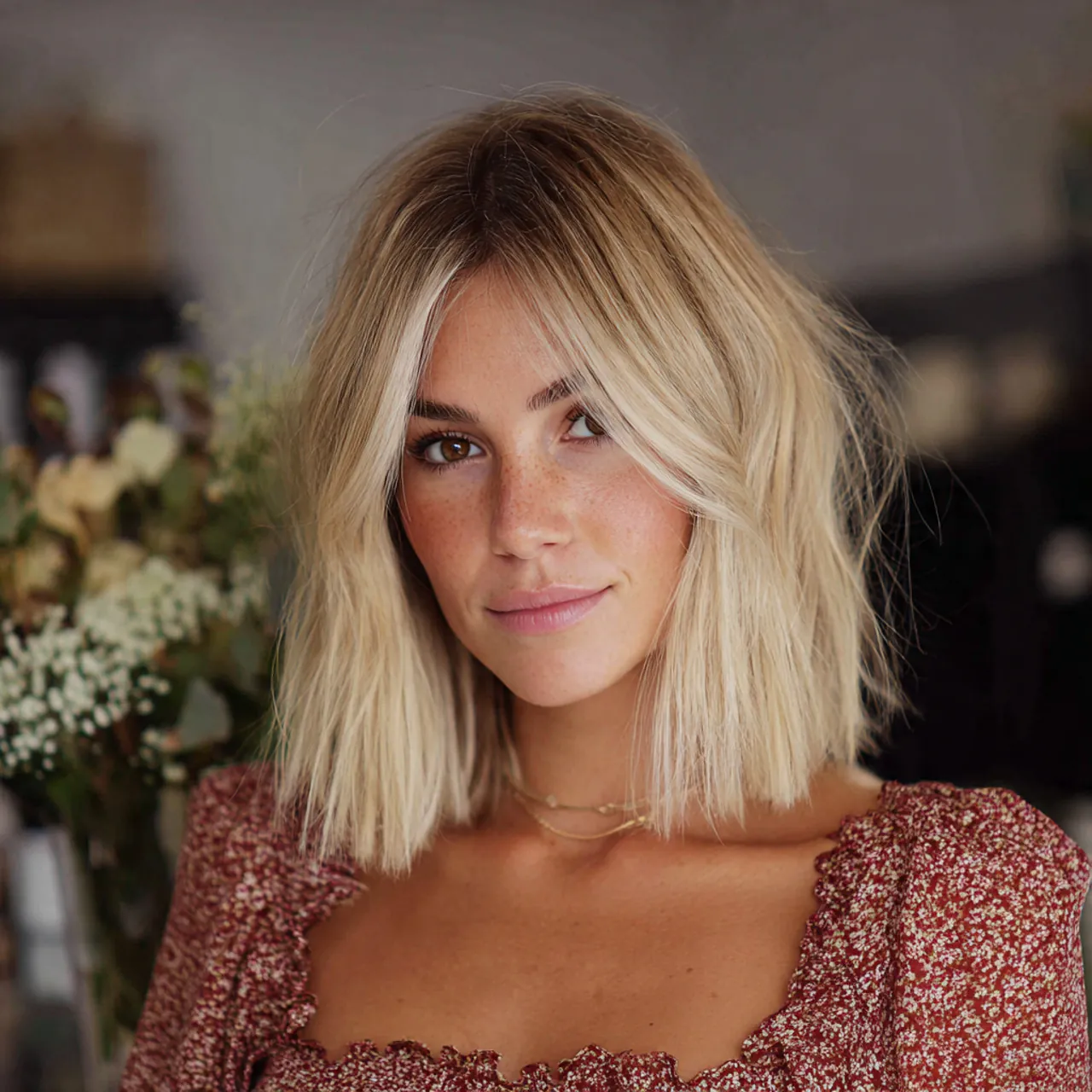 14 Shoulder-Length Hairstyles Ideas That Will Instantly Upgrade Your Look (Yes, Even on Lazy Hair Days) 10 Blunt Cut with Middle Part