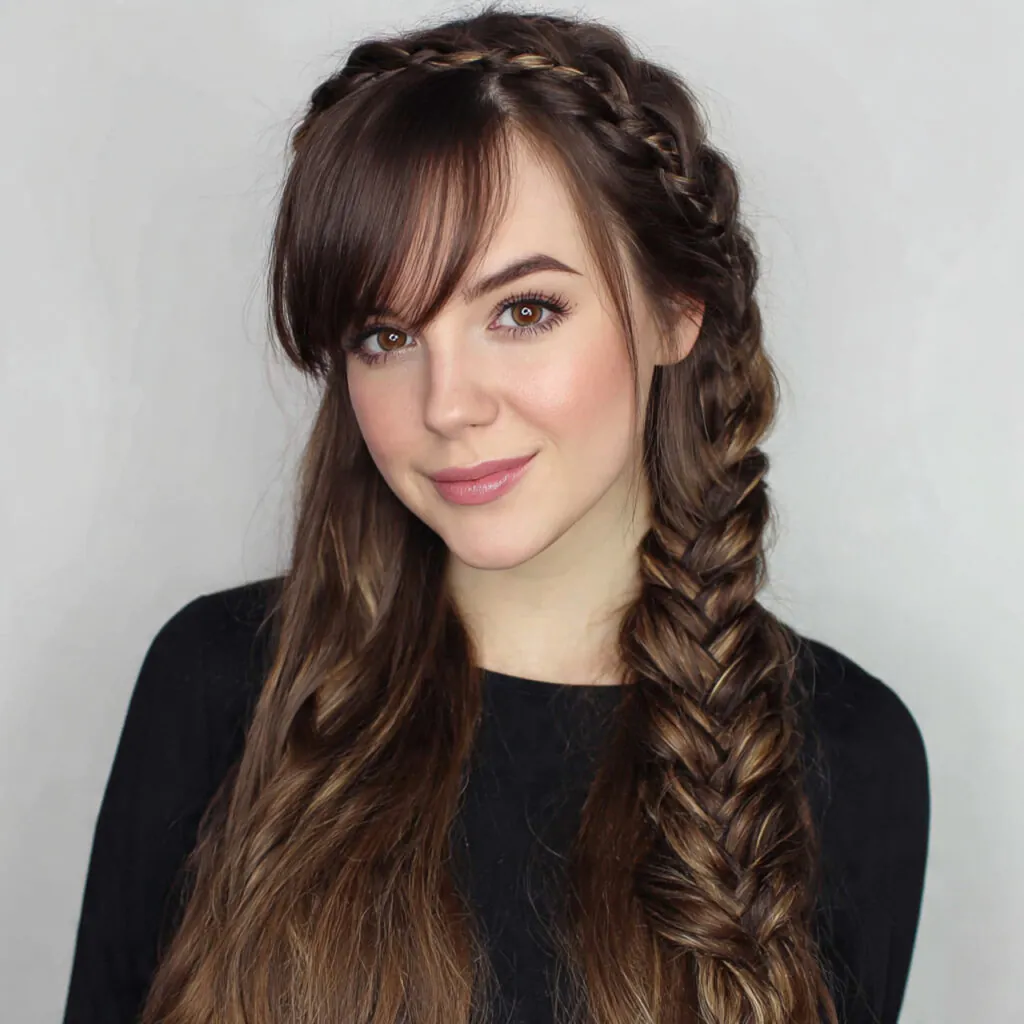 15 Side Bangs Hairstyles That Instantly Make You Look Cooler (Like… Effortlessly Chic Cool) 12 braided hairstyle with side bangs